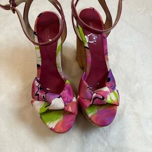 Jimmy Choo Pink and Green Wedge Sandals